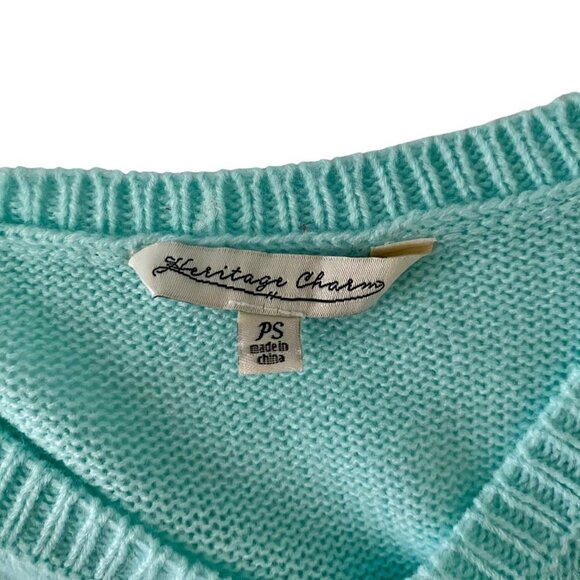 Heritage Charm Pullover Sweater with Faux Pearls Women's Petite Small - Picture 6 of 9